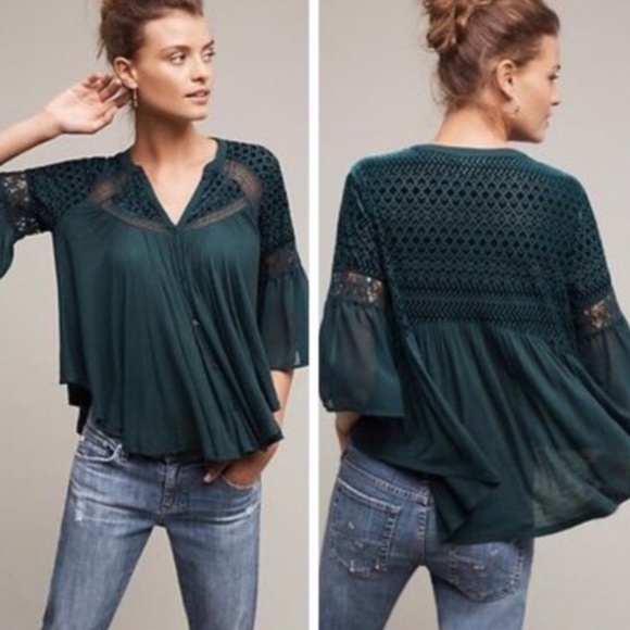 Anthropologie Tops - Anthropologie Meadow Rue Surya Velvet Burnout Top